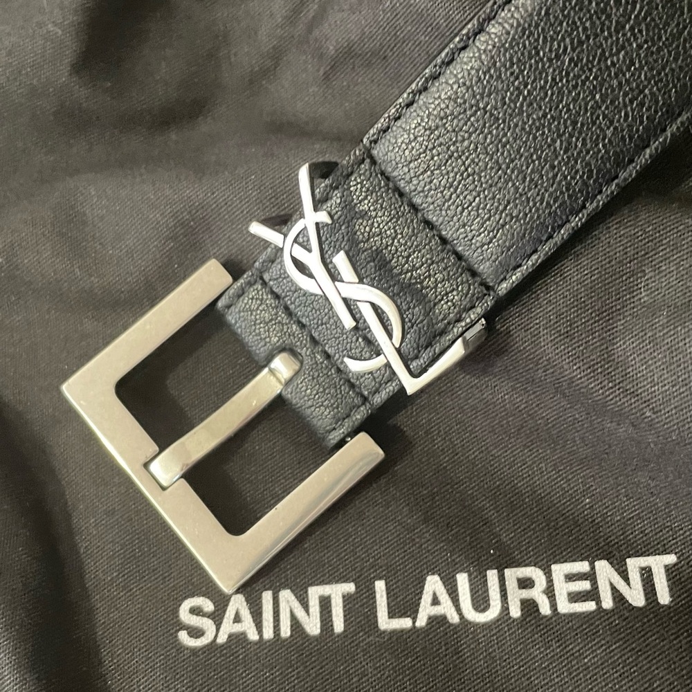 Leather YSL Monogram Belt
